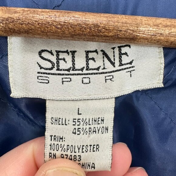 Vintage Linen Blend Sherpa Collar Denim Jacket Ranching Western Retro 70s Size L - Picture 8 of 8